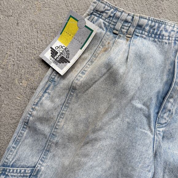 Deadstock 90s Dockers Jeans 30x32 Pleated Denim Levi’s Baggy Acid Wash Vintage - Picture 7 of 16